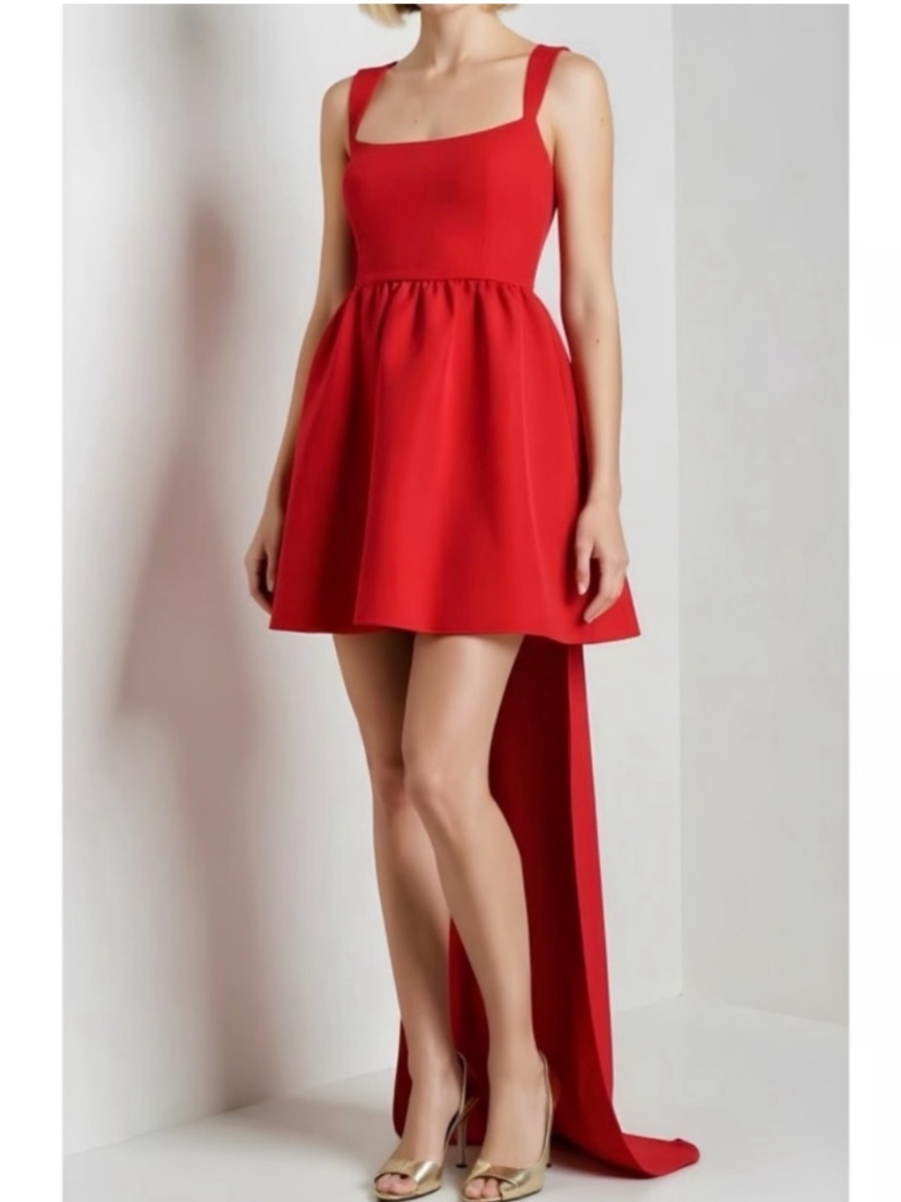 Sachin + Babi Blaine Taffeta Bow Train Mini Dress Red Size 10
